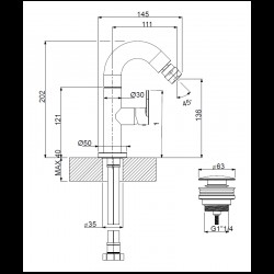 Μπαταρία Μπιντέ Αναμεικτική Ψηλή Armando Vicario Slim Χρωμέ 500015-100 με Περιστρεφόμενο Ρουξούνι και Βαλβίδα Click-Clack